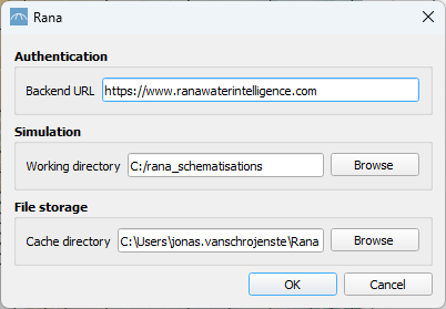 Settings in the Rana Desktop Client